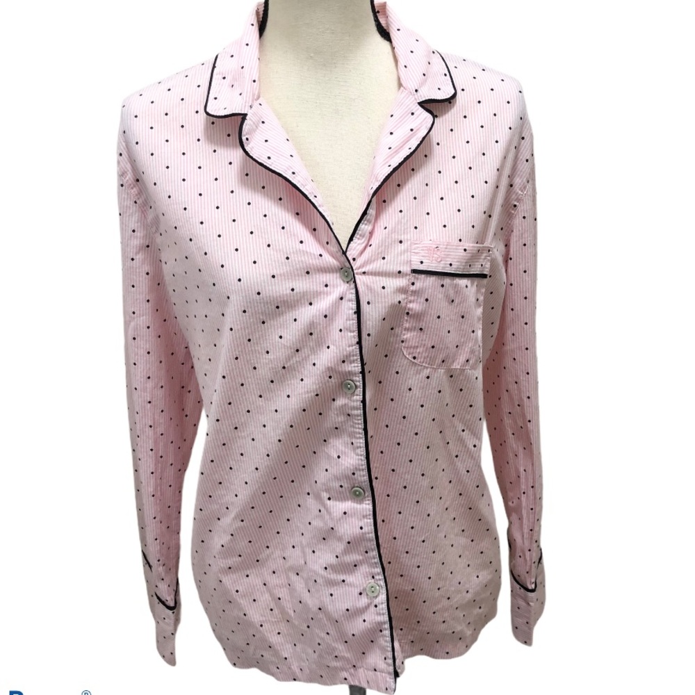 Victoria’s Secret pajama top striped polka dots S